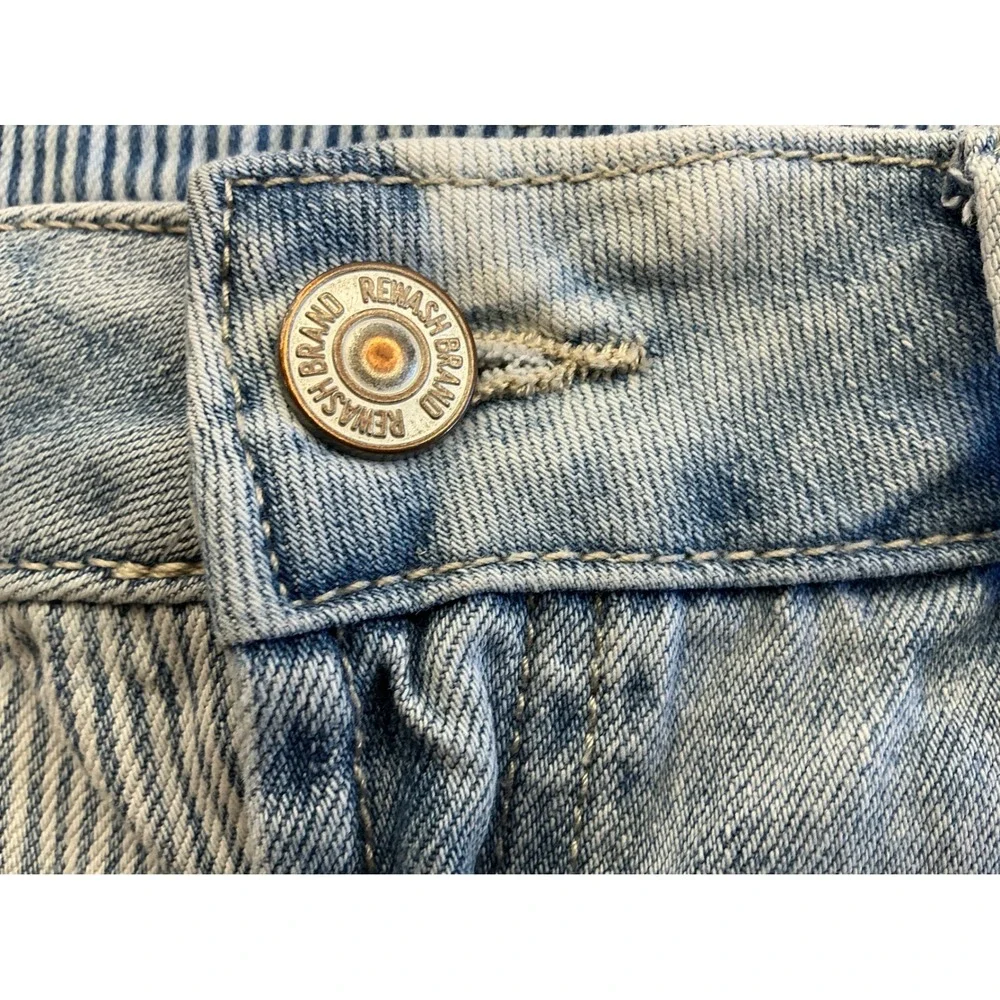 Rewash Mixed Media Denim Shorts Pinstripe Distressed Frayed Size‎ 11/30 Boho